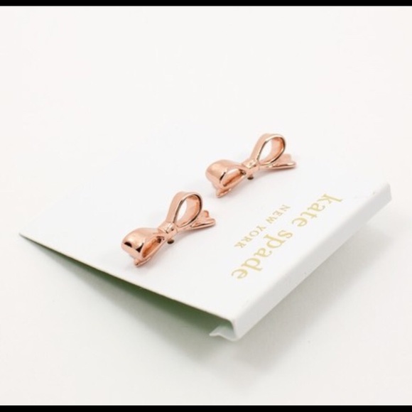Authentic Kate Spade ♠️ Rose Gold Bow Earrings NWT - Picture 2 of 4